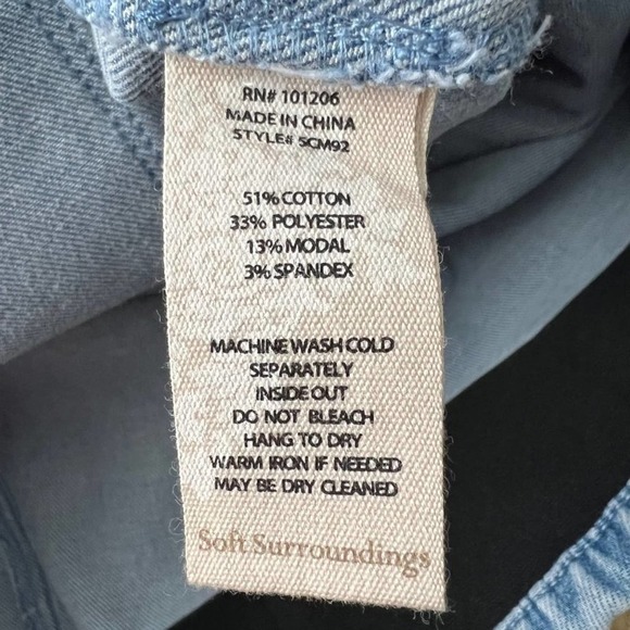 Soft Surroundings Pull On Skinny Jeans Size 3X Light Faded Wash Whiskering NEW - Picture 8 of 8
